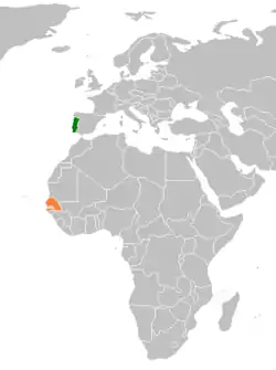 Lage von Portugal und Senegal