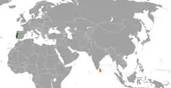 Lage von Portugal und Sri Lanka