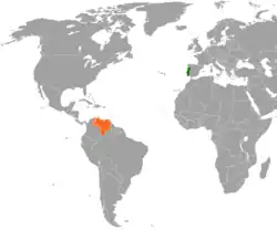 Lage von Portugal und Venezuela
