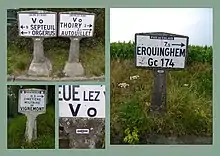 Zusammenstellung mehrerer Poteau de signalisation
