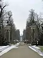 Potsdam, Park Sanssouci, Blick entlang der Hauptallee zum Neuen Palais, Entfernung etwa 2&nbsp;km