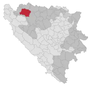 Lage der Gemeinde Prijedor in Bosnien und Herzegowina (anklickbare Karte)
