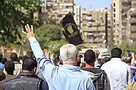 R4bia-Handzeichen und -Flagge