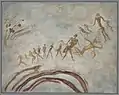 Agnes Schulz (1930): Prozession schreitender Menschen nähert sich dem König (Simbabwe)