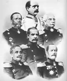 von Bismarck, von&nbsp;Falkenstein, von&nbsp;Steinmetz, von&nbsp;Roon, von&nbsp;Fliess, von&nbsp;Bittenfeld