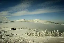 Blick von der Kleinen&nbsp;Sturmhaube auf den Spindlerpass im Januar 2005.