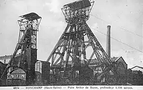 Schacht Arthur de Buyer (1.010&nbsp;m), die tiefste Kohlenmine in Frankreich zwischen 1900 und 1910