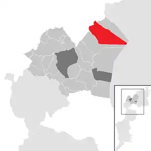 Lage der Gemeinde Purbach am Neusiedler See im Bezirk Eisenstadt-Umgebung (anklickbare Karte)