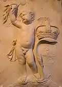 Putto mit der Krone und dem Wappen Schottlands