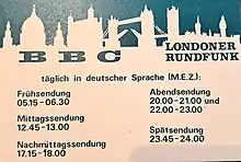 Londoner Rundfunk Sendezeiten 1973