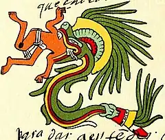 Quetzalcoatl als gefiederte Schlange im Codex Telleriano-Remensis