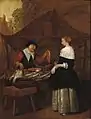 Quiringh Gerritsz. van Brekelenkam:Fischhändlerin und Kundin, um 1665