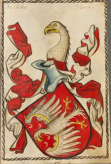 Helmdecken beim Wappen der Roeder von Diersburg (um 1450)
