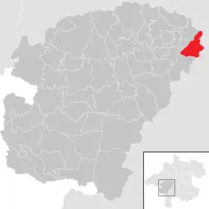 Lage der Gemeinde Rüstorf im Bezirk Vöcklabruck (anklickbare Karte)
