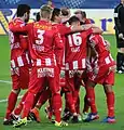 Kapfenbergs Spieler jubeln über den Führungstreffer von João Victor