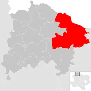 Lage der Gemeinde Raabs an der Thaya im Bezirk Waidhofen an der Thaya (anklickbare Karte)