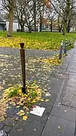 Einen Pfosten im öffentlichen Raum bewachend