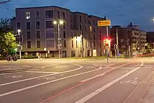 Radfahrstreifen auf der Kronenbrücke in Freiburg