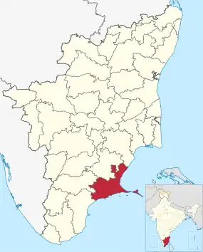 Positionskarte des Distrikts Ramanathapuram