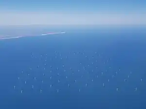 Luftaufnahme des Offshore-Windparks Rampion 2019