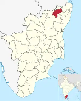 Positionskarte des Distrikts Ranipet