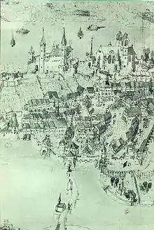 Belagerung von Rapperswil 1656, Federzeichnung (Ausschnitt), Stadtarchiv Rapperswil-Jona