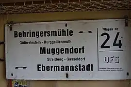Zuglaufschild Ebermannstadt - Behringersmühle
