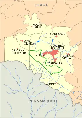 Umliegende Orte von Barbalha in der Metropolregion Cariri