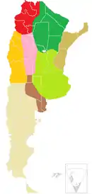 Die geographischen Regionen Argentiniens
Cuyo
Nordwest-Argentinien
Argentinischer Chaco
Mesopotamia
Sierras Pampeanas
Pampa húmeda
Pampa seca
Argentinisches Patagonien