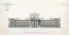 Entwurfszeichnung Reichsgericht Leipzig von Hoffmann & Dybwad (1884)