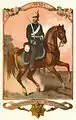 Reiter Regiments, 1849. Uniform mit schwarzem Waffenrock.