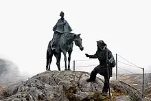 Generalissimus Alexander Suworow mit seinem Führer Antonio Gamba aus Taverne bei der Überquerung des Gotthardpasses 1799 (D.&nbsp;N. Tugarinow, 1999)