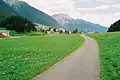 Radweg über Gebirgspass, Hochgebirge (Reschenpass / Passo di Resia, Italien)