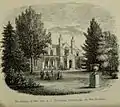 Holzstich des Wohnhauses von Andrew J. Downing in Newburgh am Hudson