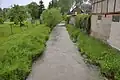 Rettbach beim Hochwasser am 1. Juni 2013 in Cobstädt kurz vor der Mündung in die Rot