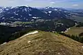 Blick von der Reuterwanne nach Westen auf Wertacher Hörnle und Grünten