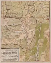 Karte mit dem „Stuttgardt Haubtgericht“ und dem „Cantstatter Haubtgericht“  auf der Feuerbacher Heide, 1720. →&nbsp;Bildkommentar.
