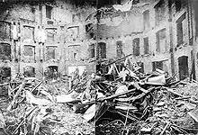 Die Brandruine des Ringtheaters am Schottenring 7 in Wien am 8. Dezember 1881