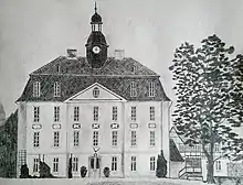 Bleistiftzeichnung vom Gutshaus des Ritterguts Tausa
