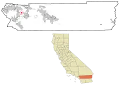Lage von Lakeview im Riverside County (oben) und in Kalifornien (unten)