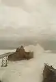 Der Jungfrauenfelsen bei schwerem Sturm