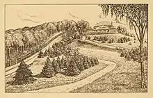 Gesamtansicht mit Rodelbahn und Kaffeehaus, um 1929