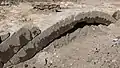 800 Jahre alter Brückenbogen der ersten Steinbrücke – freigelegt an der Neustädter Seite vom Landesamt für Archäologie während der Restaurierung