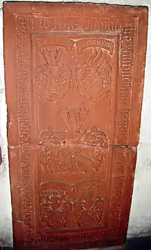 Grabplatte der Rosina von Oberstein, geb. Schliederer von Lachen († 1615)