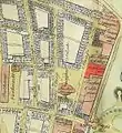 Das Rote Kolleg markiert auf einem Plan von 1749