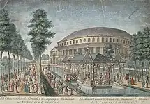 Chinesisches Haus, Rotunde und Maskierte in Ranelagh Gardens (1754)