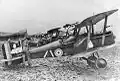 Eine Squadron S.E.5a (Die Seriennummern wurden durch die Zensur entfernt, dagegen blieben die auffälligen Markierungen der Squadron 32 der RAF erhalten)