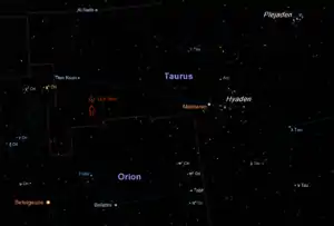 Position von 119 Tauri im Sternbild Stier