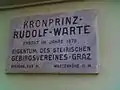Informationstafel an der Warte (korrekte Seehöhe: 656&nbsp;m)
