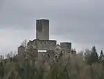 Palas, Wohnbauten und Nebengebäude östlich unterhalb des Bergfrieds